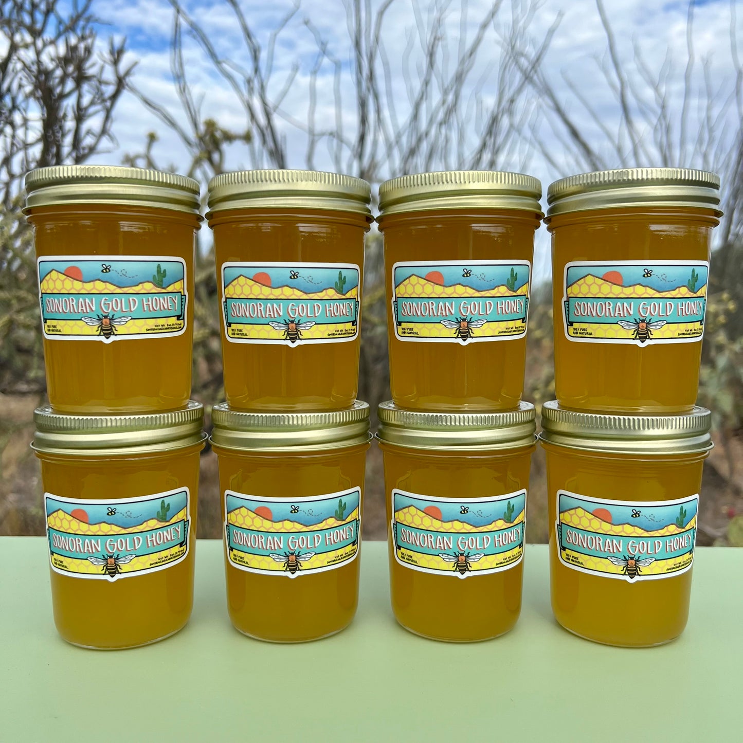 Eight 8oz Jars of Sonoran Gold Honey